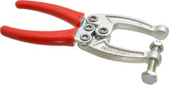De-Sta-Co - 1556.88 N Load Capacity, 1.77" Throat Depth, 6.03" OAL, Carbon Steel, C Style Plier Clamp - 2.8" Max Jaw Capacity, M8x1.5 Spindle, 2.8" Open Throat Height, Red Handle, Spindle End - Exact Tooling