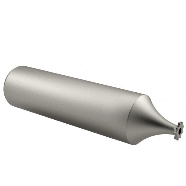 Made in USA - 1/4" Diam x 1/32" Face Width, High Speed Steel, 8 Teeth, Shank Connection Woodruff Keyseat Cutter - Uncoated, 2-1/16" OAL x 1/2" Shank, Straight Teeth - Exact Tooling