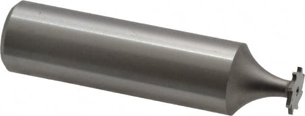 Made in USA - 5/16" Diam x 1/32" Face Width, High Speed Steel, 8 Teeth, Shank Connection Woodruff Keyseat Cutter - Uncoated, 2-1/16" OAL x 1/2" Shank, Straight Teeth - Exact Tooling