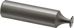 Made in USA - 5/16" Diam x 1/32" Face Width, High Speed Steel, 8 Teeth, Shank Connection Woodruff Keyseat Cutter - Uncoated, 2-1/16" OAL x 1/2" Shank, Straight Teeth - Exact Tooling
