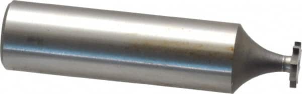 Made in USA - 5/16" Diam x 3/64" Face Width, High Speed Steel, 8 Teeth, Shank Connection Woodruff Keyseat Cutter - Uncoated, 2-1/16" OAL x 1/2" Shank, Straight Teeth - Exact Tooling