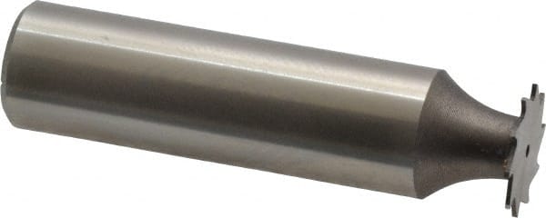 Made in USA - 1/2" Diam x 0.02" Face Width, High Speed Steel, 12 Teeth, Shank Connection Woodruff Keyseat Cutter - Uncoated, 2-1/16" OAL x 1/2" Shank, Straight Teeth - Exact Tooling
