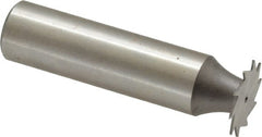 Made in USA - 5/8" Diam x 0.02" Face Width, High Speed Steel, 12 Teeth, Shank Connection Woodruff Keyseat Cutter - Uncoated, 2-3/32" OAL x 1/2" Shank, Straight Teeth - Exact Tooling