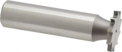 Made in USA - 3/4" Diam x 5/64" Face Width, High Speed Steel, 10 Teeth, Shank Connection Woodruff Keyseat Cutter - Uncoated, 2-1/8" OAL x 1/2" Shank, Straight Teeth - Exact Tooling