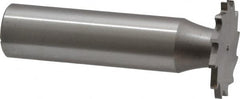 Made in USA - 7/8" Diam x 1/16" Face Width, High Speed Steel, 14 Teeth, Shank Connection Woodruff Keyseat Cutter - Uncoated, 2-5/32" OAL x 1/2" Shank, Straight Teeth - Exact Tooling