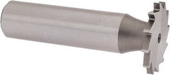 Made in USA - 7/8" Diam x 5/64" Face Width, High Speed Steel, 14 Teeth, Shank Connection Woodruff Keyseat Cutter - Uncoated, 2-5/32" OAL x 1/2" Shank, Straight Teeth - Exact Tooling