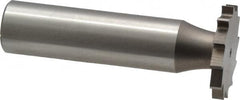 Made in USA - 7/8" Diam x 7/64" Face Width, High Speed Steel, 14 Teeth, Shank Connection Woodruff Keyseat Cutter - Uncoated, 2-5/32" OAL x 1/2" Shank, Straight Teeth - Exact Tooling