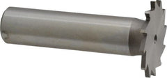 Made in USA - 1" Diam x 1/16" Face Width, High Speed Steel, 16 Teeth, Shank Connection Woodruff Keyseat Cutter - Uncoated, 2-3/16" OAL x 1/2" Shank, Straight Teeth - Exact Tooling