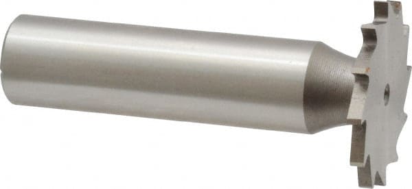 Made in USA - 1" Diam x 5/64" Face Width, High Speed Steel, 12 Teeth, Shank Connection Woodruff Keyseat Cutter - Uncoated, 2-3/16" OAL x 1/2" Shank, Straight Teeth - Exact Tooling