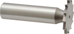 Made in USA - 1" Diam x 5/64" Face Width, High Speed Steel, 12 Teeth, Shank Connection Woodruff Keyseat Cutter - Uncoated, 2-3/16" OAL x 1/2" Shank, Straight Teeth - Exact Tooling