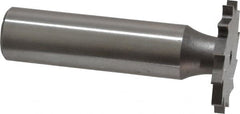 Made in USA - 1" Diam x 3/32" Face Width, High Speed Steel, 16 Teeth, Shank Connection Woodruff Keyseat Cutter - Uncoated, 2-3/16" OAL x 1/2" Shank, Straight Teeth - Exact Tooling