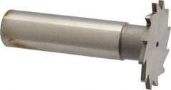 Made in USA - 1-1/8" Diam x 1/16" Face Width, High Speed Steel, 16 Teeth, Shank Connection Woodruff Keyseat Cutter - Uncoated, 2-3/16" OAL x 1/2" Shank, Straight Teeth - Exact Tooling