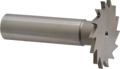 Made in USA - 1-1/4" Diam x 5/64" Face Width, High Speed Steel, 18 Teeth, Shank Connection Woodruff Keyseat Cutter - Uncoated, 2-3/16" OAL x 1/2" Shank, Straight Teeth - Exact Tooling