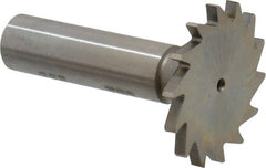 Made in USA - 1-3/8" Diam x 7/64" Face Width, High Speed Steel, 14 Teeth, Shank Connection Woodruff Keyseat Cutter - Uncoated, 2-1/4" OAL x 1/2" Shank, Straight Teeth - Exact Tooling