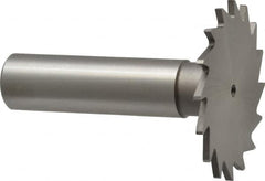 Made in USA - 1-1/2" Diam x 1/16" Face Width, High Speed Steel, 20 Teeth, Shank Connection Woodruff Keyseat Cutter - Uncoated, 2-1/4" OAL x 1/2" Shank, Straight Teeth - Exact Tooling