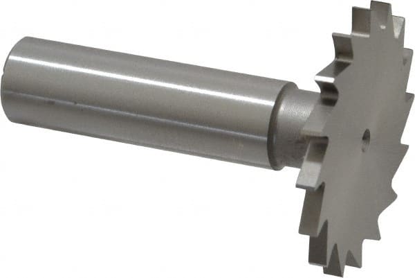 Made in USA - 1-1/2" Diam x 7/64" Face Width, High Speed Steel, 20 Teeth, Shank Connection Woodruff Keyseat Cutter - Uncoated, 2-1/4" OAL x 1/2" Shank, Straight Teeth - Exact Tooling