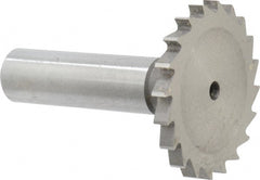 Made in USA - 1-1/2" Diam x 9/64" Face Width, High Speed Steel, 20 Teeth, Shank Connection Woodruff Keyseat Cutter - Uncoated, 2-1/4" OAL x 1/2" Shank, Straight Teeth - Exact Tooling