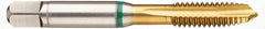 Guhring - 1/4-20 UNC, 3 Flutes, Plug Chamfer, TiN Finish, Cobalt Spiral Point STI Tap - 0.318" Shank Diam, 0.238" Square Size, 3B Class of Fit, Series 3990 - Exact Tooling