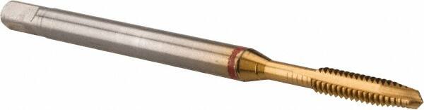 Guhring - #4-40 UNC, 3 Flute, TiN Finish, Powdered Metal Spiral Point Tap - Plug Chamfer, Right Hand Thread, 2.205" OAL, 5/16" Thread Length, 0.141" Shank Diam, 2B Class of Fit, Series 3992 - Exact Tooling