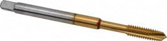 Guhring - #12-24 UNC, 3 Flute, TiN Finish, Powdered Metal Spiral Point Tap - Plug Chamfer, Right Hand Thread, 3.15" OAL, 1/2" Thread Length, 0.22" Shank Diam, 2B Class of Fit, Series 3992 - Exact Tooling