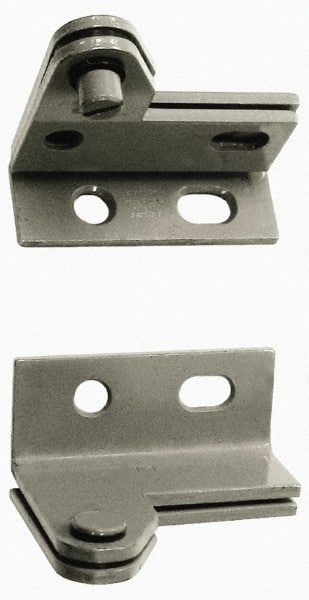 Stanley - 1-1/2" Long x 1.06" Wide x 11/84" Thick, Satin Chrome Finish Steel, Right Hand Wardrobe Pivot Hinge - 1/4" Pin Diam, 4 Holes, 1-1/8 Min Door Thickness, 75 Lb Capacity, 1" Leaf Height - Exact Tooling