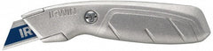 Irwin - Fixed Utility Knife - 2-1/4" Blade, Silver Aluminum Handle, 1 Blade Included - Exact Tooling
