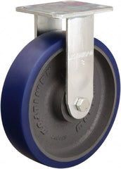 Hamilton - 8" Diam x 2" Wide x 9-1/2" OAH Top Plate Mount Rigid Caster - Polyurethane Mold onto Cast Iron Center, 1,200 Lb Capacity, Sealed Precision Ball Bearing, 4 x 4-1/2" Plate - Exact Tooling