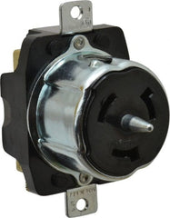 Hubbell Wiring Device-Kellems - 480 VAC, 50 Amp, Self Grounding Receptacle - 3 Poles, 4 Wire, Female End, Black - Exact Tooling