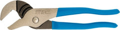 Channellock - 8" OAL, 1-1/2" Max Capacity, 4 Position Tongue & Groove Pliers - Straight Jaws, Smooth Head, Plastic Dipped Handles - Exact Tooling
