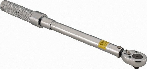 Proto - 3/8" Drive Mil Spec Micrometer Torque Wrench - 16 Ft/Lb to 80 Ft/Lb Torque, 15-1/2" OAL, Ratchet Head - Exact Tooling