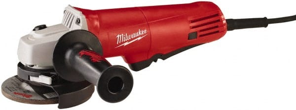Milwaukee Tool - 4-1/2" Wheel Diam, 10,000 RPM, Corded Angle & Disc Grinder - 5/8-11 Spindle, 120 Volts, 7.5 Amps, Side Exhaust - Exact Tooling