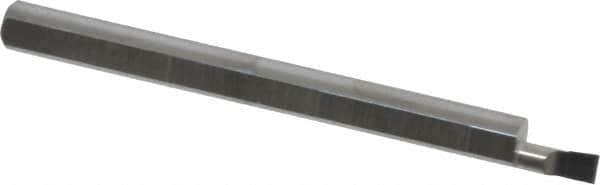 Accupro - 0.08" Min Bore Diam, 0.15" Max Bore Depth, 1/8 Shank Diam, Corner Radius Boring Bar - 0.003 to 0.005" Corner Radius, Right Hand Cut, Solid Carbide, Bright Finish - Exact Tooling