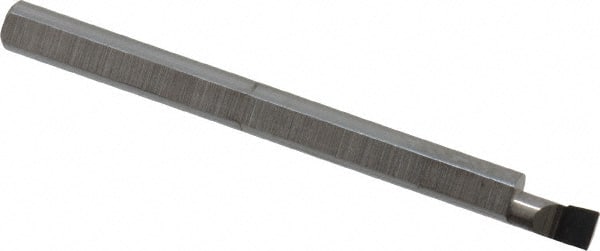 Accupro - 0.1" Min Bore Diam, 0.15" Max Bore Depth, 1/8 Shank Diam, Corner Radius Boring Bar - 0.003 to 0.005" Corner Radius, Right Hand Cut, Solid Carbide, Bright Finish - Exact Tooling