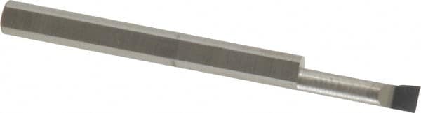 Accupro - 0.1" Min Bore Diam, 0.4" Max Bore Depth, 1/8 Shank Diam, Corner Radius Boring Bar - 0.003 to 0.005" Corner Radius, Right Hand Cut, Solid Carbide, Bright Finish - Exact Tooling