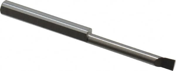 Accupro - 0.1" Min Bore Diam, 0.7" Max Bore Depth, 1/8 Shank Diam, Corner Radius Boring Bar - 0.003 to 0.005" Corner Radius, Right Hand Cut, Solid Carbide, Bright Finish - Exact Tooling