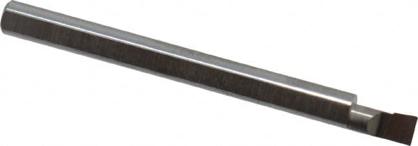 Accupro - 0.11" Min Bore Diam, 0.2" Max Bore Depth, 1/8 Shank Diam, Corner Radius Boring Bar - 0.003 to 0.005" Corner Radius, Right Hand Cut, Solid Carbide, Bright Finish - Exact Tooling