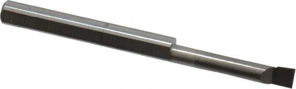 Accupro - 0.11" Min Bore Diam, 0.6" Max Bore Depth, 1/8 Shank Diam, Corner Radius Boring Bar - 0.003 to 0.005" Corner Radius, Right Hand Cut, Solid Carbide, Bright Finish - Exact Tooling