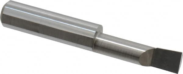 Accupro - 0.32" Min Bore Diam, 1.1" Max Bore Depth, 3/8 Shank Diam, Corner Radius Boring Bar - 0.005 to 0.008" Corner Radius, Right Hand Cut, Solid Carbide, Bright Finish - Exact Tooling