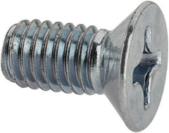 Value Collection - M6x1.00 Metric Coarse, 12mm OAL Phillips Drive Machine Screw - Flat Head, Grade 4.8 Steel, Zinc-Plated Finish, Without Washer - Exact Tooling