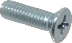 Value Collection - M6x1.00 Metric Coarse, 20mm OAL Phillips Drive Machine Screw - Flat Head, Grade 4.8 Steel, Zinc-Plated Finish, Without Washer - Exact Tooling