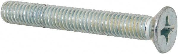 Value Collection - M6x1.00 Metric Coarse, 45mm OAL Phillips Drive Machine Screw - Flat Head, Grade 4.8 Steel, Zinc-Plated Finish, Without Washer - Exact Tooling