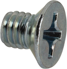Value Collection - M6x1.00 Metric Coarse, 8mm OAL Phillips Drive Machine Screw - Flat Head, Grade 4.8 Steel, Zinc-Plated Finish, Without Washer - Exact Tooling