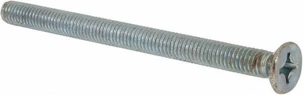 Value Collection - M6x1.00 Metric Coarse, 80mm OAL Phillips Drive Machine Screw - Flat Head, Grade 4.8 Steel, Zinc-Plated Finish, Without Washer - Exact Tooling