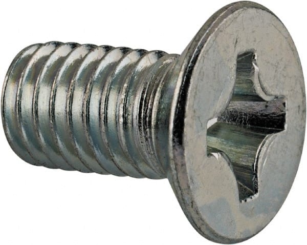 Value Collection - M8x1.25 Metric Coarse, 16mm OAL Phillips Drive Machine Screw - Flat Head, Grade 4.8 Steel, Zinc-Plated Finish, Without Washer - Exact Tooling