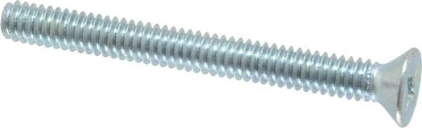 Value Collection - 1/4-20 UNC, 2-1/2" OAL Phillips Drive Machine Screw - Flat Head, Grade J82 Steel, Zinc-Plated Finish, Without Washer - Exact Tooling