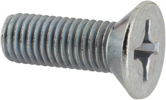 Value Collection - 1/4-28 UNF, 3/4" OAL Phillips Drive Machine Screw - Flat Head, Grade J82 Steel, Zinc-Plated Finish, Without Washer - Exact Tooling