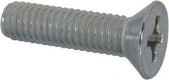Value Collection - 3/8-16 UNC, 1-1/2" OAL Phillips Drive Machine Screw - Flat Head, Grade J82 Steel, Zinc-Plated Finish, Without Washer - Exact Tooling