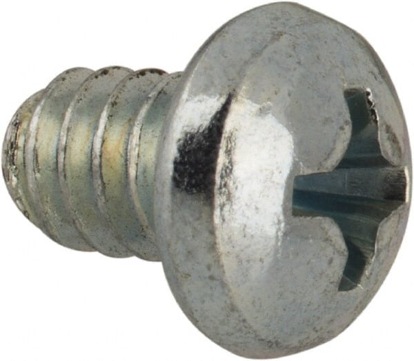 Value Collection - #10-24 UNC, 1/4" Length Under Head Phillips Drive Machine Screw - Round Head, Grade J82 Steel, Zinc-Plated Finish, Without Washer - Exact Tooling