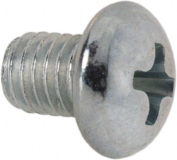 Value Collection - #10-32 UNF, 1/4" Length Under Head Phillips Drive Machine Screw - Round Head, Grade J82 Steel, Zinc-Plated Finish, Without Washer - Exact Tooling