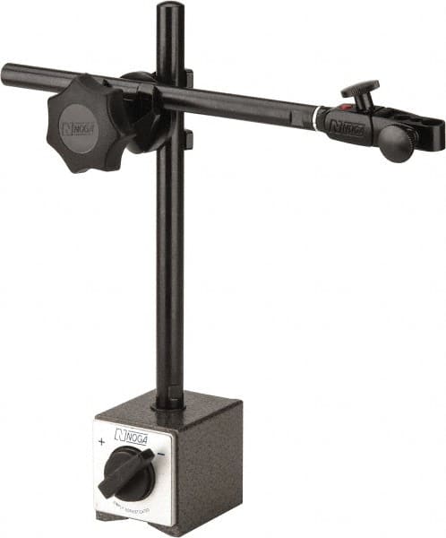 Noga - 175 Lb Magnetic Force, Fine Adjustment Indicator Positioner & Holder with Base - Post & Clamp, Rectangular Base, 2-3/8" Base Height, 60mm Base Length, 2" Base Width - Exact Tooling